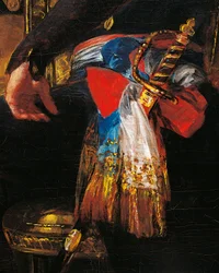 Épée et écharpe, détail du portrait de Ferdinand Guillemardet, ambassadeur de France en Espagne de 1798 à 1800