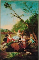 La balançoire, carton pour une tapisserie (peinture sur toile)
