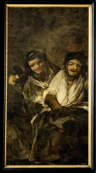 Deux femmes et un homme (peinture sur toile)