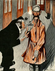 Un Anglais grincheux aidé par un membre du personnel dans un hôtel français, 1903