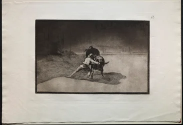 Les célèbres Martincho placent les banderilles en jouant avec le taureau, 1876