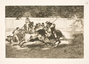 Le puissant Rendon pique un taureau avec la lance, l
