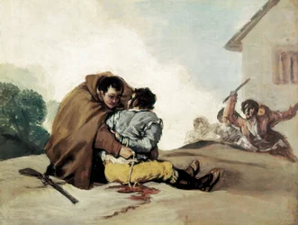 Frère Pedro lie El Maragato avec une corde, peinture de Francisco de Goya