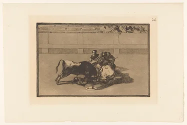 Picador tombé de son cheval (La Tauromaquia)