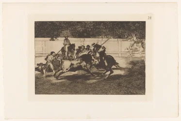 Rendon pique un taureau avec sa lance (La Tauromachie)
