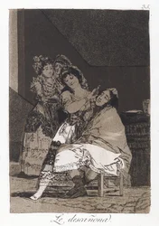 Elle le dépouille (Le descanona), planche 35 de Los Caprichos, vers 1797-98