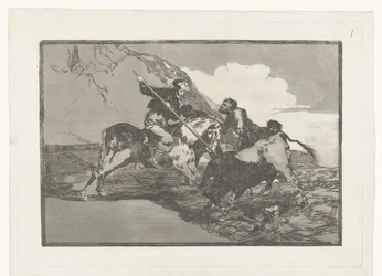 Chasse au taureau à cheval