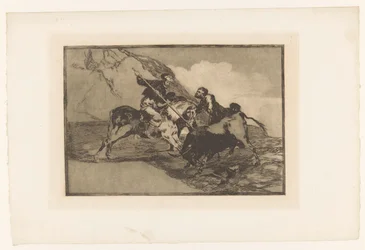 Chasse au taureau à cheval (La Tauromaquia)