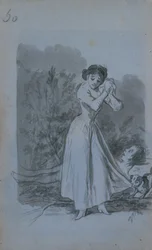 Jeune femme se tordant les mains sur le corps nu d