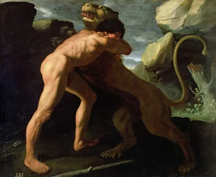 Hercule combattant le lion de Némée