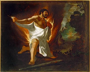 Hercule brûlé par la chemise du centaure Nessus... (huile sur toile)