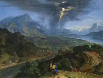 Paysage de montagne avec éclair, vers 1675