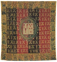 Tapisserie armoriale mille-fleurs représentant les armes de Robert Chabot et Antoinette d