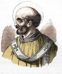 Antiquité : représentation du Pape Sixte II, dessin de Misteri del Vaticano par Franco Mistrali