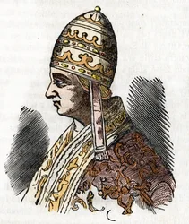 Moyen Âge : représentation du Pape Célestin III (1191-1198), dessin de 
