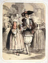 Mariés de la région de Saille, France, vers 1850