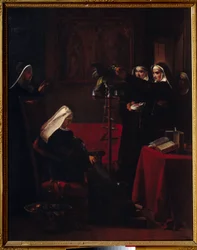 Nonnes vertes nourrissant le perroquet d