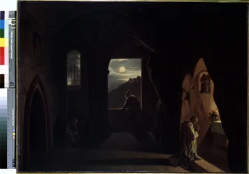 Moines dans une grotte