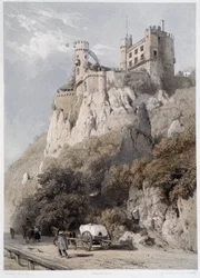Château Rheinstein - dans "Le Rhin monumental et pittoresque", lithographies par Fourmais et Stroobant