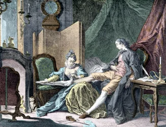 La Courtisane amoureuse : Femme enlevant le bas d