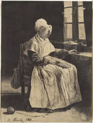 Une femme tricotant