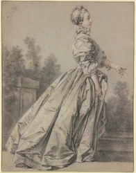 Femme de profil, marchant vers la droite