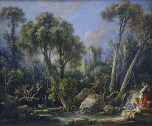 Des lavandières dans un paysage