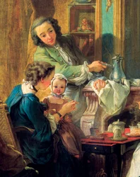 Scène de déjeuner dans un intérieur bourgeois (détail)