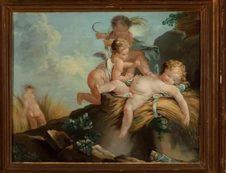 Des putti jouant parmi les céréales (L