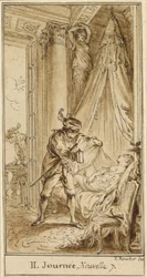 Deuxième jour, septième récit : Le duc d’Athènes contemplant la princesse Alatiel endormie