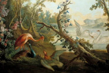 Cygnes et paons. Peinture de François Boucher (1703-1770), XVIIIe siècle, Paris, musée Carnavalet