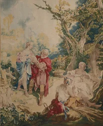 Tapisserie montrant Psyché et le vannier