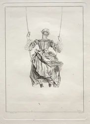 Femme sur une balançoire, vue de dos