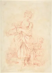 Jeune fille avec un garçon et un chien