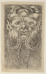 Masque de Satyre avec des Cornes Chevauchantes et Quatre Mèches de Barbe Tressées, de Divers Ma..., vers 1635-45