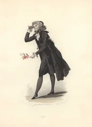 Dandy avec lorgnon, époque de Marie-Antoinette
