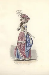 Femme en tenue tricolore, époque de Marie-Antoinette