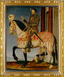 Portrait équestre du roi François Ier (peinture sur bois)