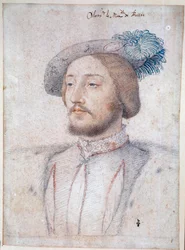 Portrait de Charles de Cossé, comte de Brissac, maréchal de France (1506-1563) (Cossé-Brissac). Dessin au crayon et sanguine par François Clouet (1515-1572). 1537. Musée Condé, Chantilly
