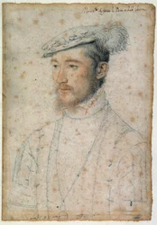 Portrait de François de Lorraine, duc de Guise (1520 - 1563). Dessin à la sanguine et pierre noire par François Clouet (1515-1572)