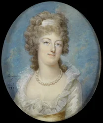 Portrait de la reine Marie-Antoinette avec un collier de perles, 1792