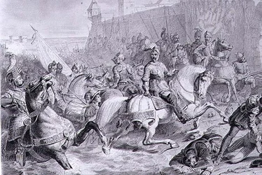 La prise de Calais par François, 2e duc de Guise (1519-63) en 1558, gravée par Amédée Félix Barthélemy Geillée
