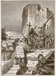 Procession des croisés autour des murs de Jérusalem, illustration de 