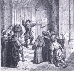Robert Aske affichant sa proclamation sur la porte de la cathédrale de York, de l