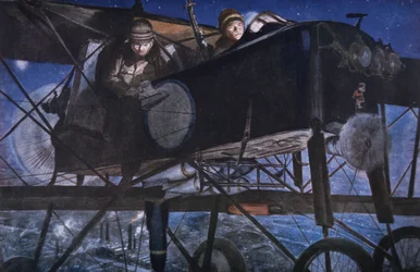 Avec le service aérien français, un bombardement nocturne par un biplan Voisin