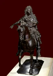 Statue équestre du roi Louis XIV (1638-1715) en bronze fondu à la cire perdue - Sculpture par François Girardon (1628-1715)