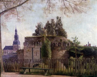 Les grands fossés de la porte de Saint-Malo à Dinan - par F. Gombeaux, fin du 19e siècle