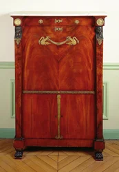 Bureau à écrire avec couvercle (or, acajou, marbre et bronze)