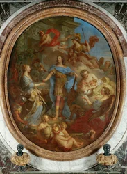 Le roi Louis XV ramène la paix en Europe (peinture sur toile)