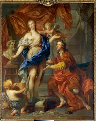 Pygmalion voyant sa statue animée. Peinture de François Le Moyne (1688-1737). 1729. Dimensions 2,12 x 1,68 m. Tours, Musée des Beaux-Arts